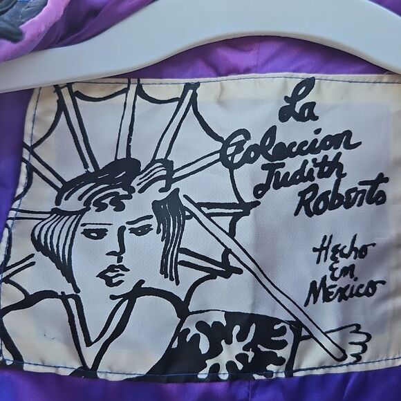 Vintage Judith Roberts La Colección Appliqué Crop Jacket Black Bright Abstract - Picture 9 of 11